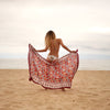 Block Print Cotton Sarong - Maroon Print