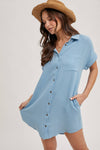 Button Up Shirt Dress W/ Pockets