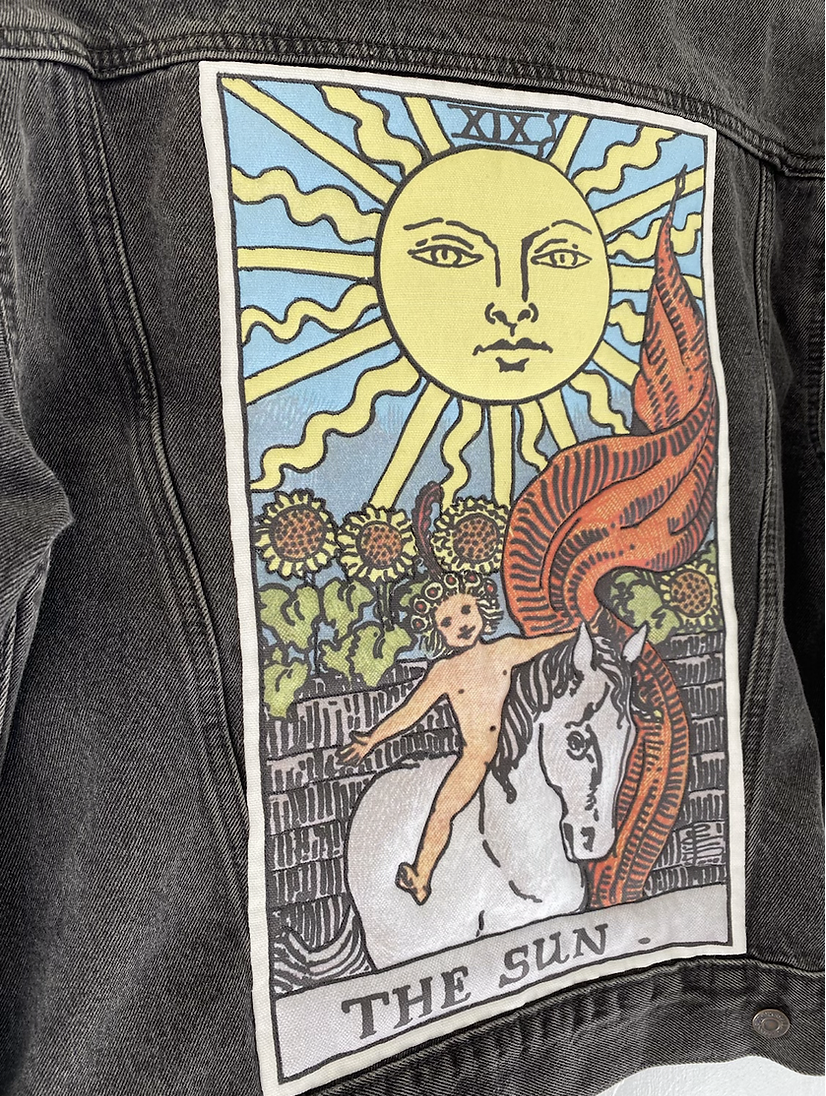 ジャケット・アウター sun- taro- sun The Sun Tarot Card Denim Jacket – Sacred Tide
